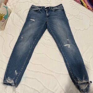 Flying Monkey Blue Skinny Jeans Distressed Raw Hem 29